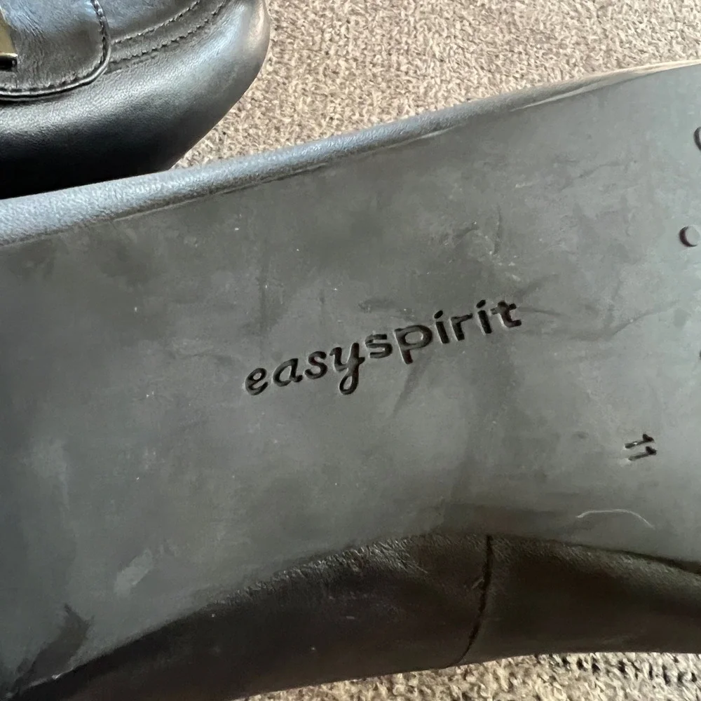 Easy Spirit Anti-Gravity Black Leather Loafer Pumps Low Block Heel Shoes 11M